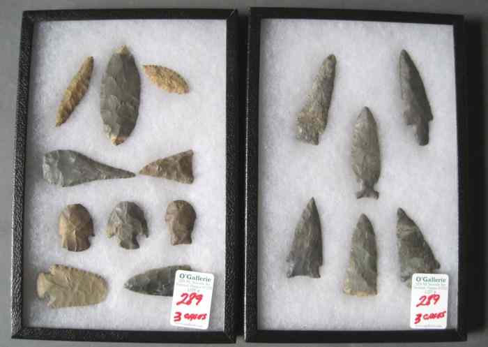 Appraisal: NATIVE AMERICAN INDIAN ARTIFACTS are spear point of gray flint