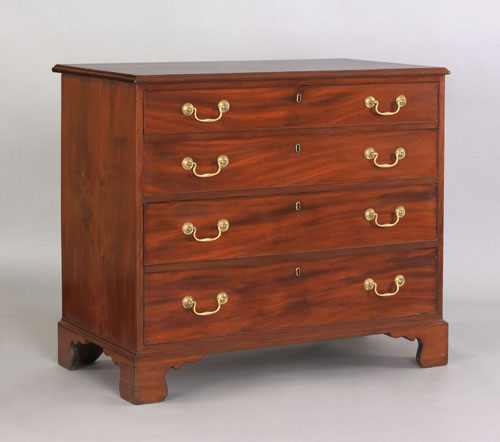 Appraisal: Mid Atlantic Chippendale mahogany chest of drawers ca with drawers