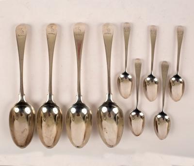 Appraisal: Four George III silver old English pattern tablespoons WJ London