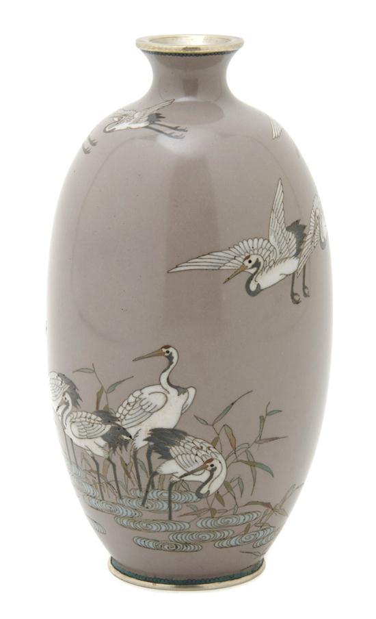 Appraisal: A Japanese Cloisonne Vase of ovoid form decorated with cranes