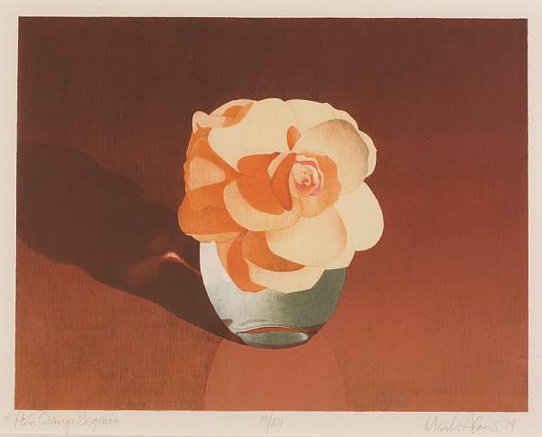 Appraisal: Mark Adams American born Pale Orange Begonia Lithograph in colors