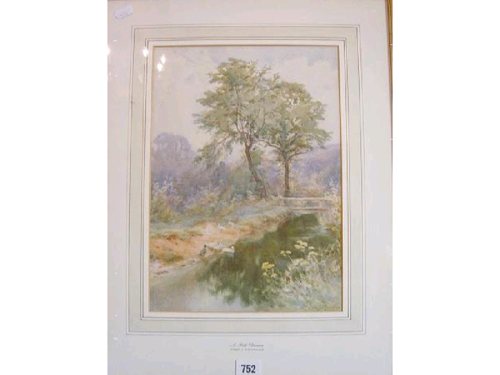 Appraisal: An early th century watercolour showing a mill stream with