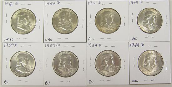 Appraisal: Eight Better Date Grade Franklin Half Dollars -D coins -