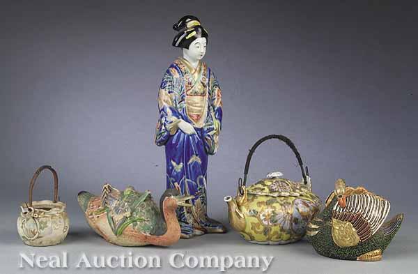 Appraisal: A Group of Five Decorative Asian Ceramic Items including a