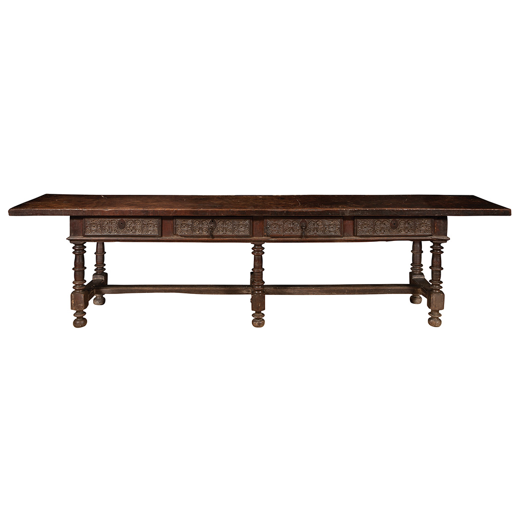 Appraisal: Renaissance Style Walnut Table Partially composed of older elements the