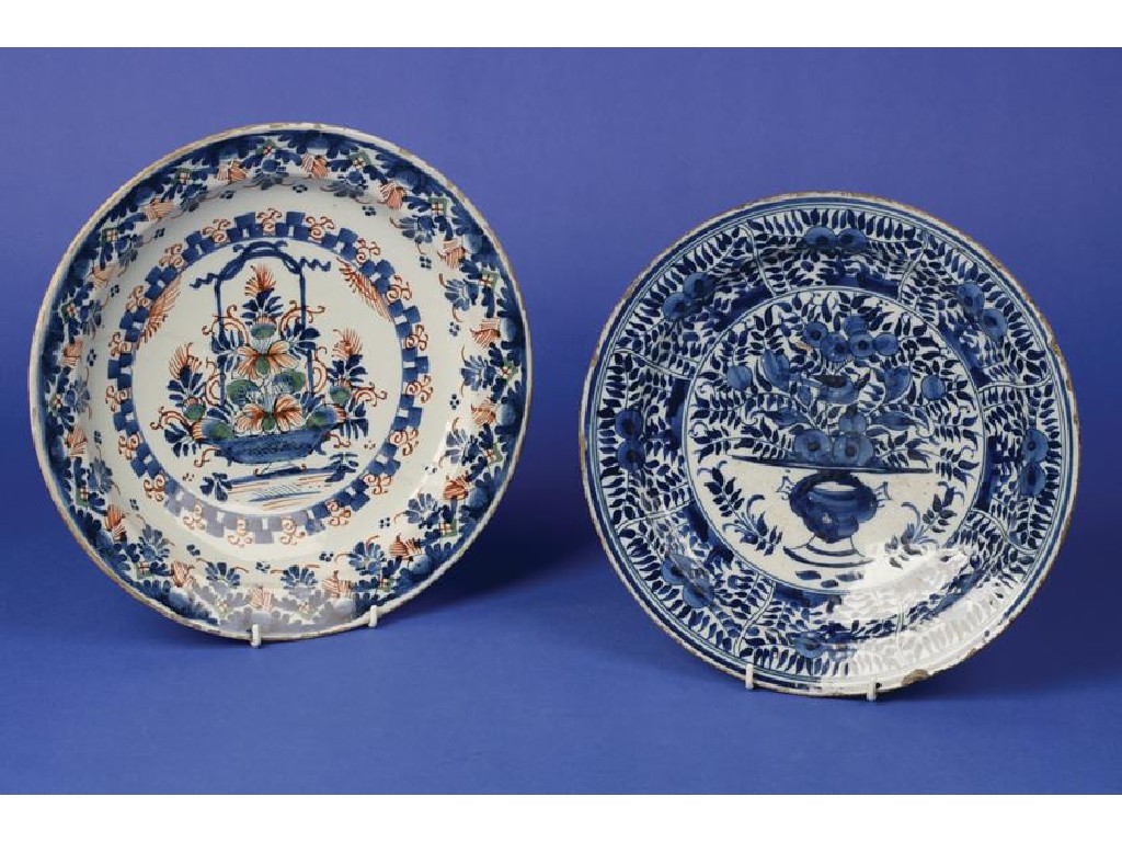 Appraisal: A DELFTWARE BLUE AND WHITE PLATE decorated with a central