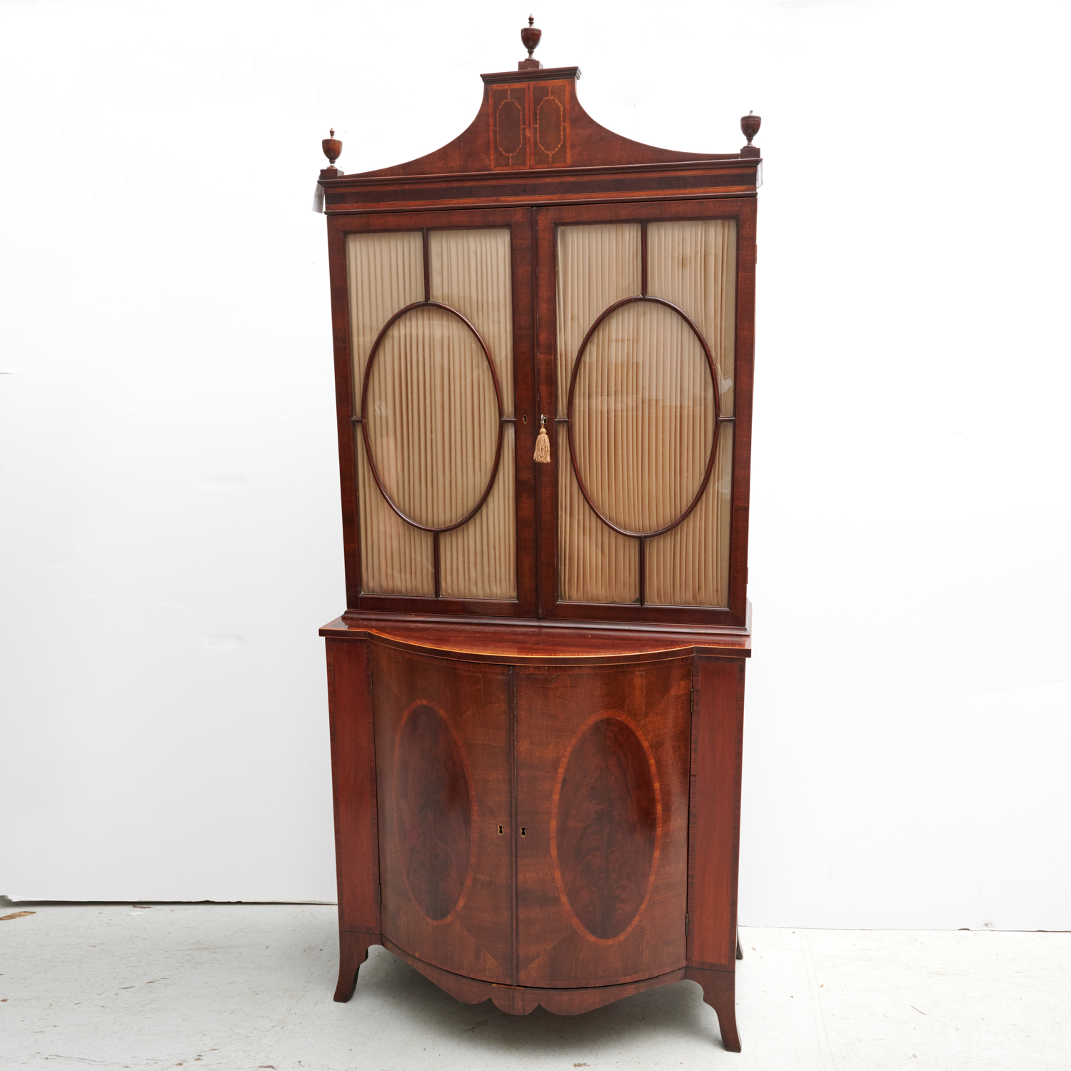 Appraisal: GEORGE III MAHOGANY BOW FRONT BOOKCASE CABINET th th c