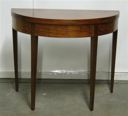 Appraisal: Federal mahogany demi lune card table mid atlantic states circa