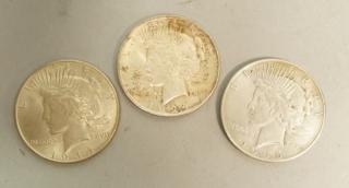 Appraisal: Peace Silver Dollars Coins Peace Silver Dollars Coins-- Dimensions ---