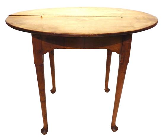 Appraisal: Queen Anne tavern table maple oval table top straight cabriole