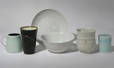 Appraisal: A Jack Doherty porcelain Unomi pale chun glaze with applied