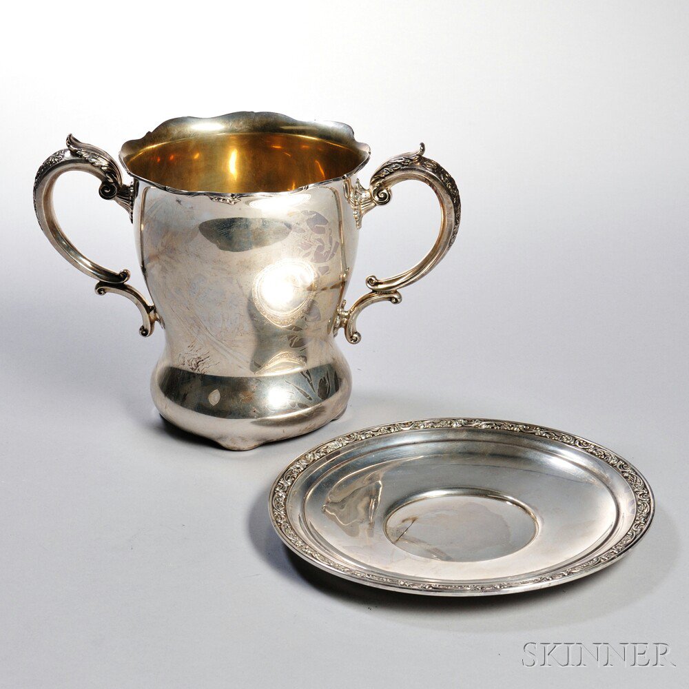 Appraisal: Two Pieces of Gorham Sterling Silver Hollowware Providence two-handled cup