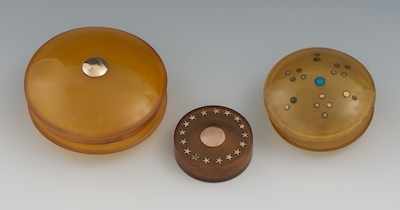 Appraisal: Three Honey Tortoise Snuff Boxes The first with a worn