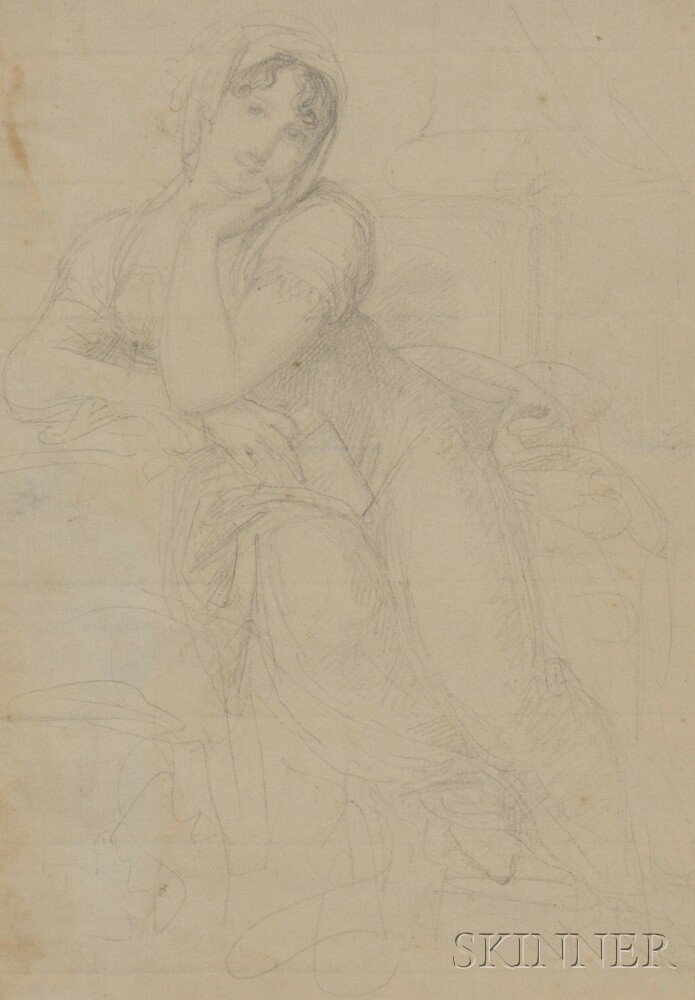 Appraisal: Continental School th Century Sketch of a Seated Woman Unsigned