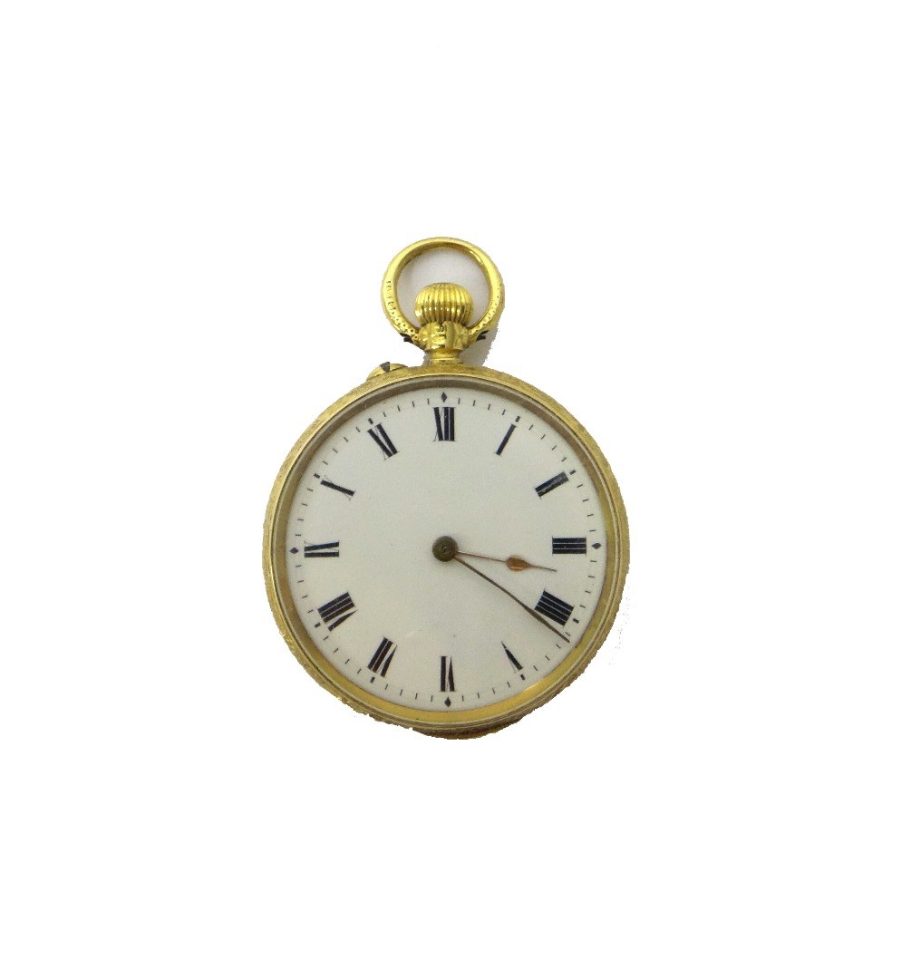 Appraisal: A lady's ct gold cased keyless wind openfaced fob watch