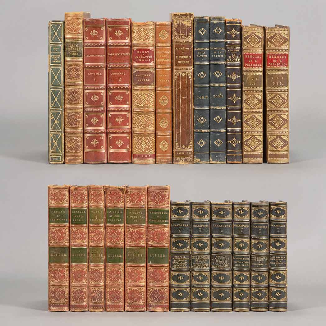 Appraisal: FINE BINDINGS Group of approximately thirty finely bound volumes Comprising