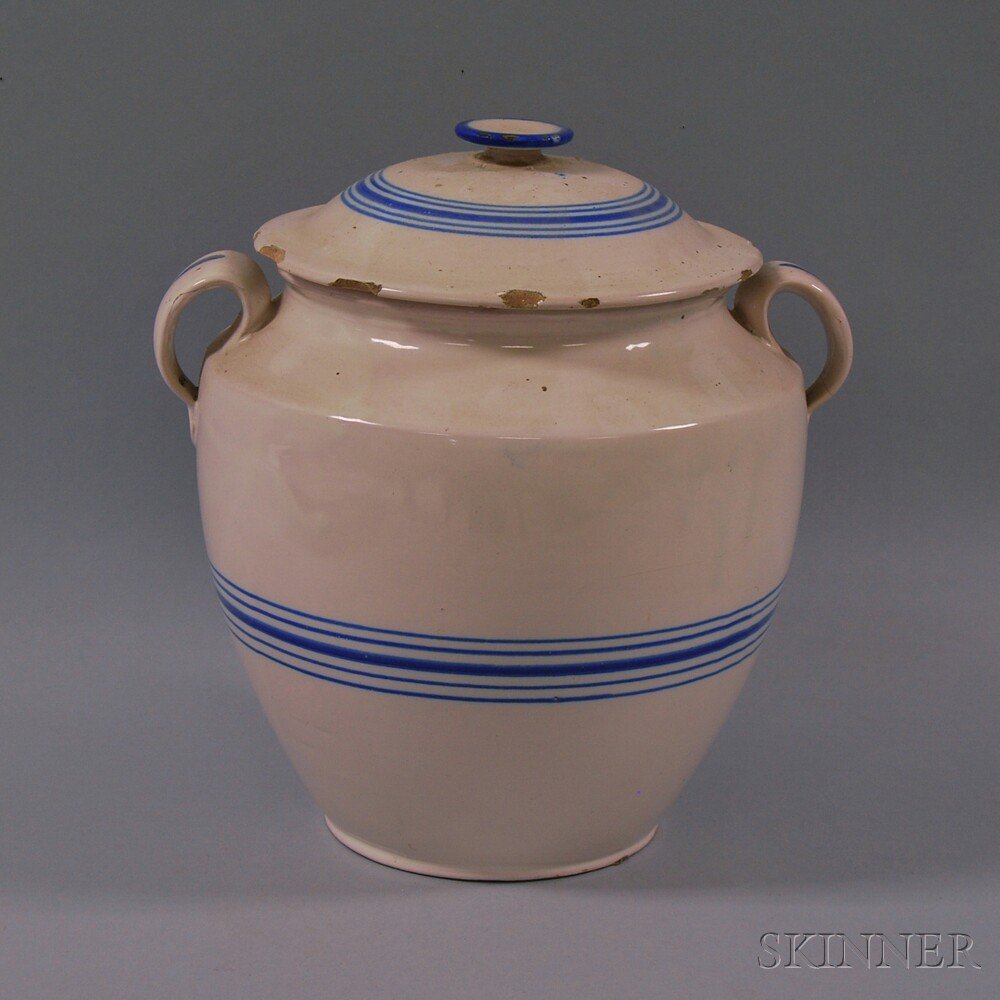 Appraisal: French Lidded Confit Jar th century with two handles and