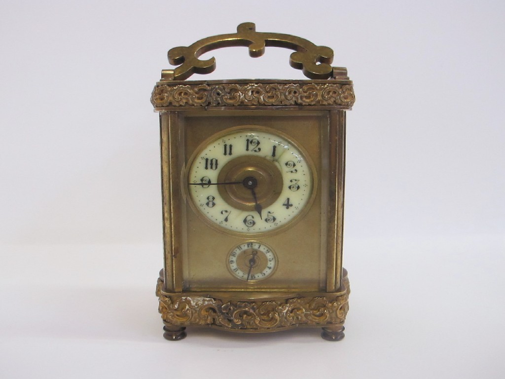 Appraisal: Brass cased carriage clock with two dials