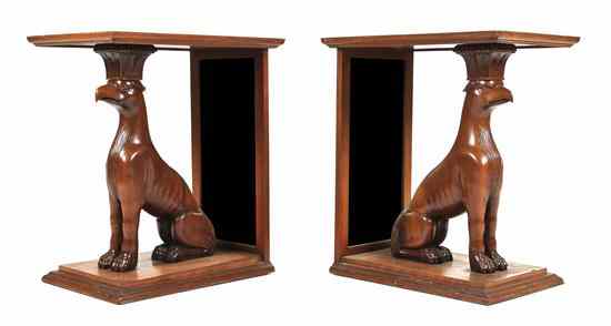 Appraisal: A Pair of Carved Figural Pedestals each having a rectangular