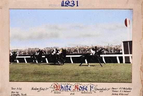 Appraisal: PHOTOGRAPH OF THE FINISH OF THE MELBOURNE CUP WON BY