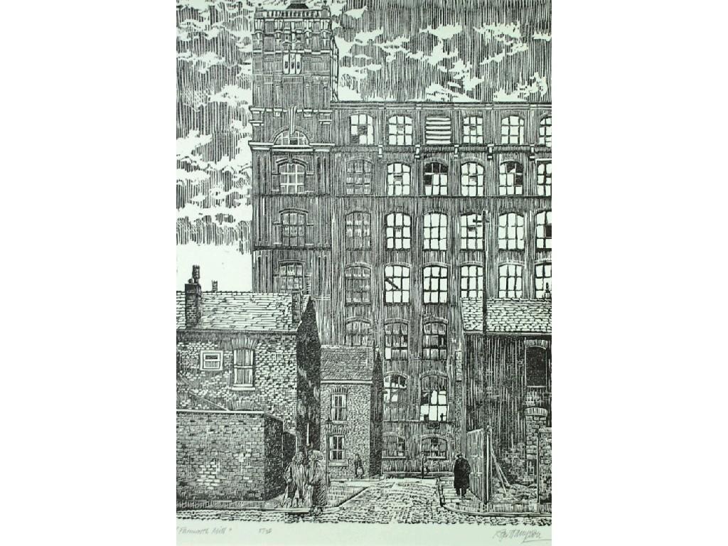 Appraisal: ROGER HAMPSON - LINOCUT'Farnworth Mill' signed titled in pencil No