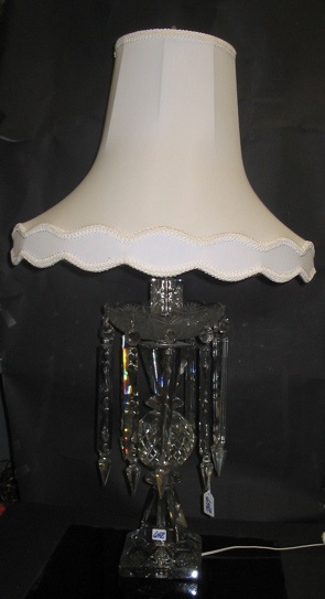 Appraisal: A HEAVY HAND CUT CRYSTAL TABLE LAMP the hand cut