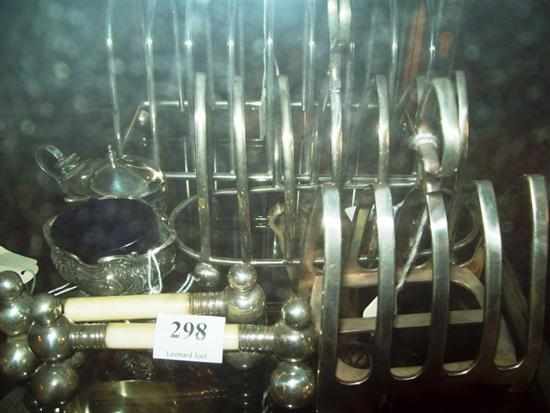 Appraisal: A COLLECTION OF NINE ITEMS INCLUDING THREE SILVER PLATED TOAST