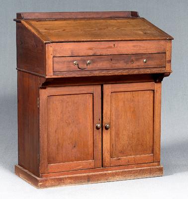 Appraisal: Pine ship captain's desk yellow and white pine throughout two-part