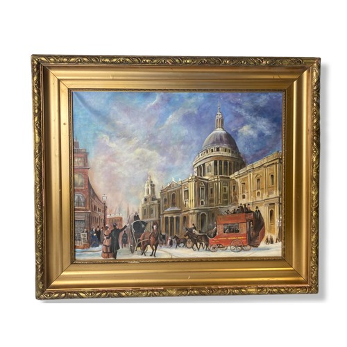 Appraisal: Gilt framed Oil on canvas depicting St Pauls cathedral x