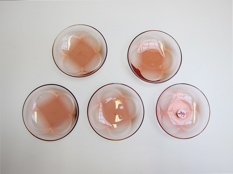 Appraisal: SET OF FIVE MOSER PINK GLASS FINGER BOWLS each marked