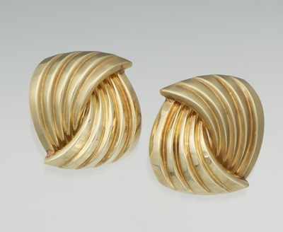 Appraisal: A Pair of Geometric Design Ear Clips k yellow gold