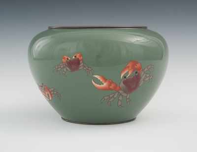 Appraisal: A Cloisonne and Moriage Crab Vase Meiji Period Circa unsigned