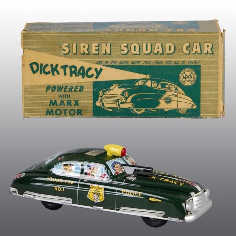 Appraisal: Tin Marx Dick Tracy Siren Squad Car Friction Toy Description