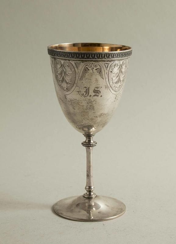 Appraisal: Coin Silver Goblet Gilt washed coin silver goblet with engraved