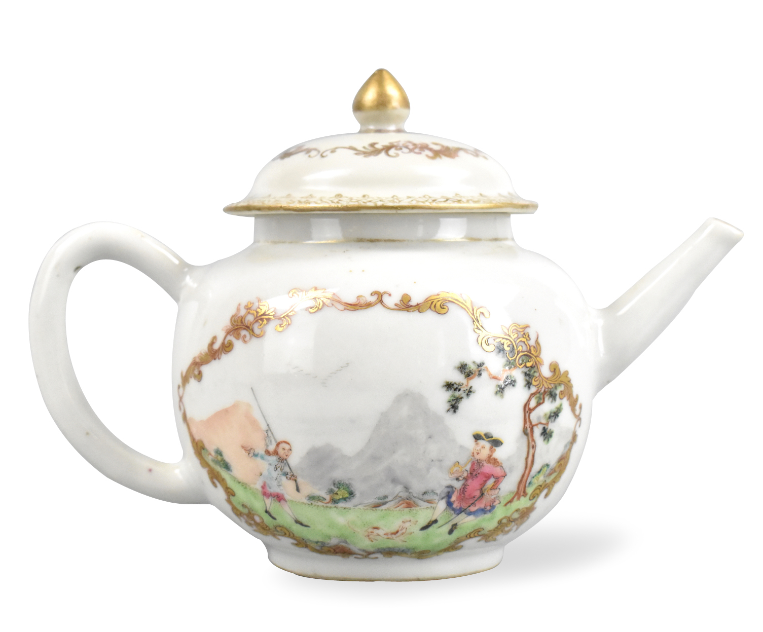 Appraisal: A Chinese for Dutch market hunting scene teapot dating from