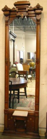 Appraisal: Eastlake Victorian Pier Mirror with marble top shelf inverted finials