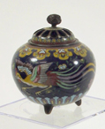 Appraisal: JAPANESE CLOISONNE ENAMEL POTPOURRI JAR with bronze accents the body