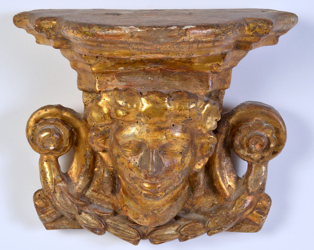 Appraisal: Gilt Wood Single Wall Bracket Single gilt wood wall bracket