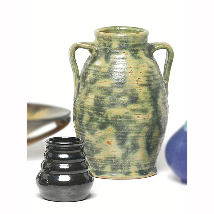 Appraisal: Fulper vase ribbed form covered in a green and black