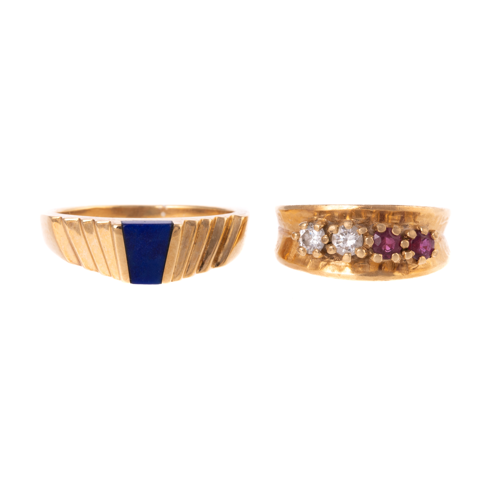 Appraisal: A DIAMOND RUBY BAND LAPIS RING IN K K yellow