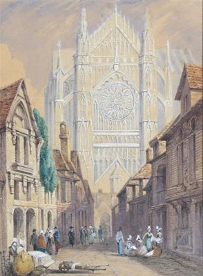 Appraisal: Follower of Samuel Prout Continental Cathedral Scenes A pair both