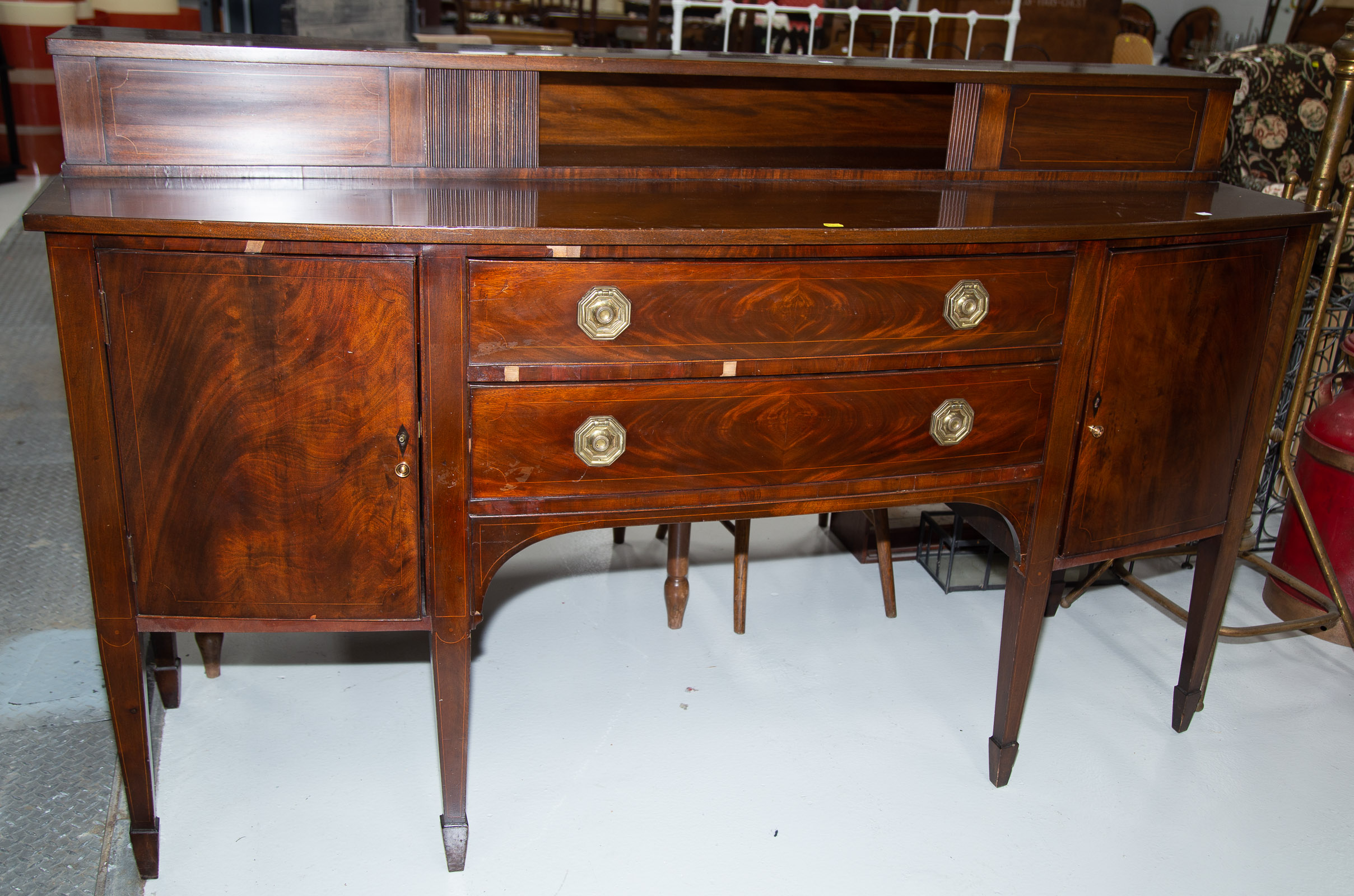 Appraisal: FEDERAL STYLE MAHOGANY SIDEBOARD Bench made late th century with