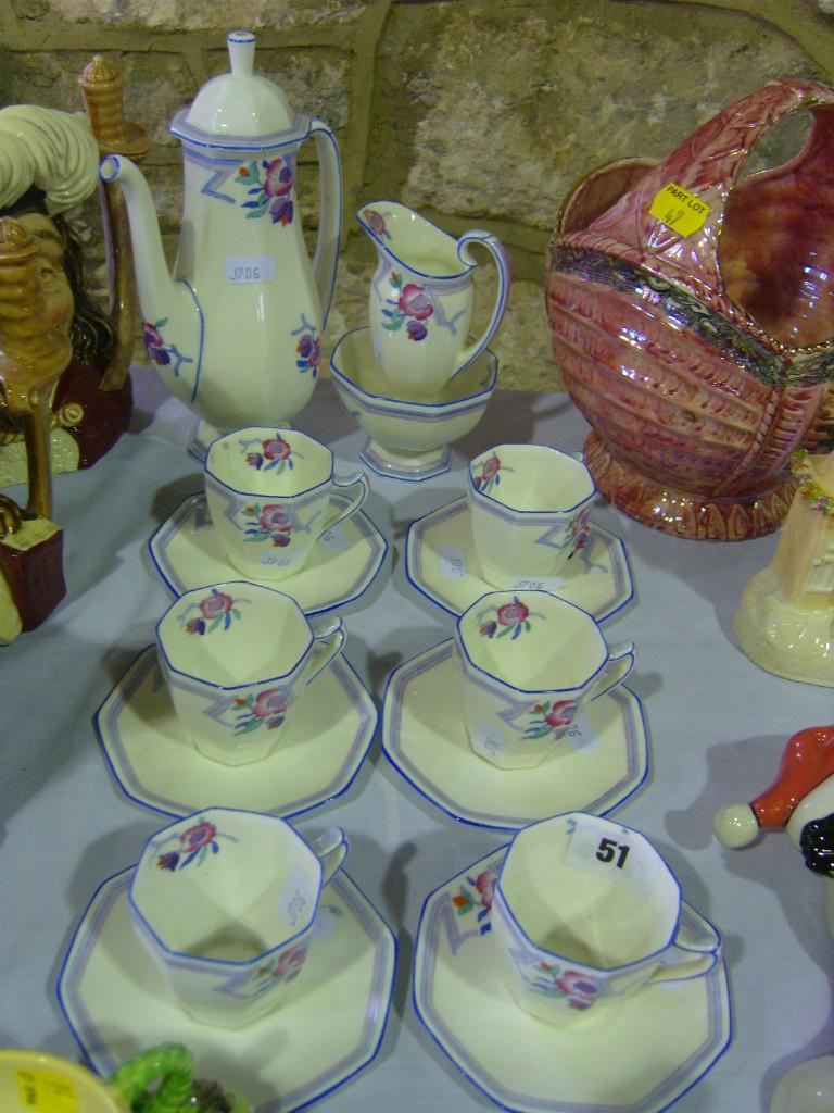 Appraisal: A six place Royal Doulton coffee set in the Art