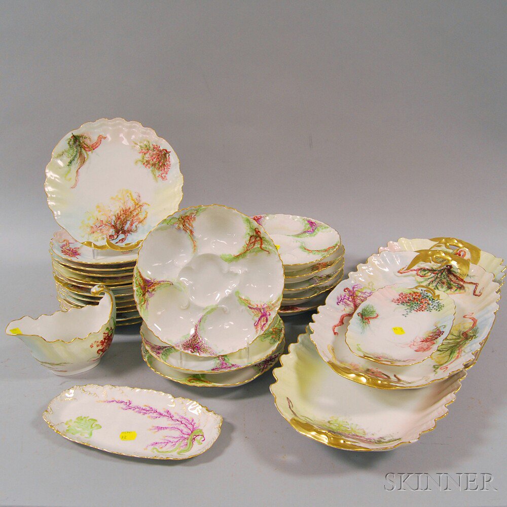 Appraisal: Twenty-five Pieces of French Limoges Hand-painted Porcelain th th century