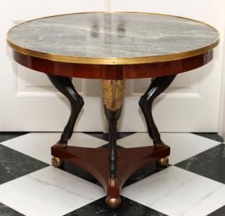 Appraisal: FRENCH EMPIRE MARBLE TOP CENTER TABLE TH C FRENCH EMPIRE