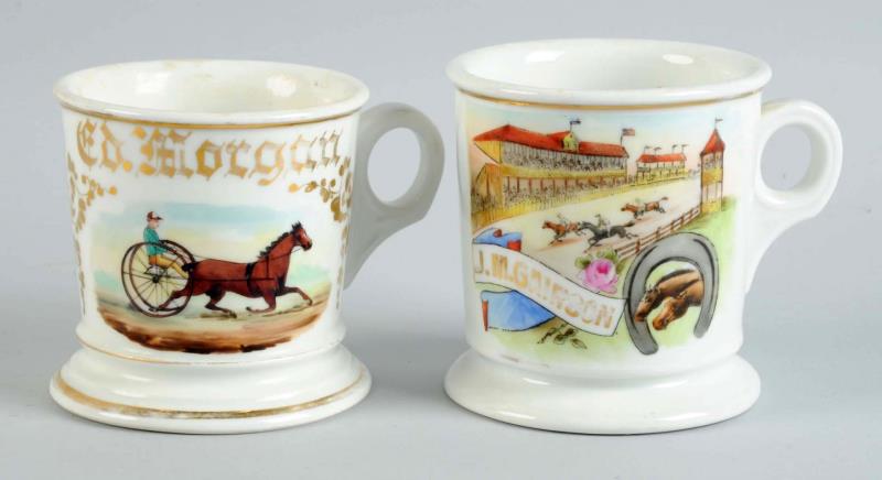 Appraisal: Lot Of Shaving Mugs - Horse Racing Lot features a