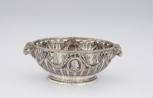 Appraisal: GERMAN SILVER PIERCED FRUIT BOWL Continental ca - of silver