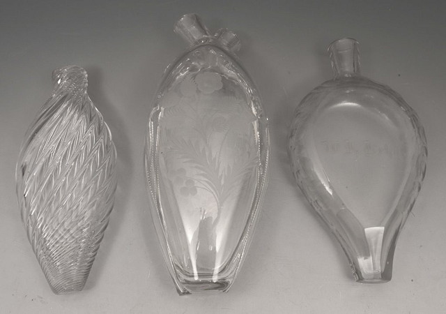 Appraisal: A FACET CUT GLASS FLASK a wrythen flask and a