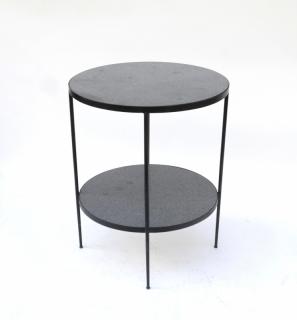 Appraisal: Two Contemporary iron circular table with two grey and black