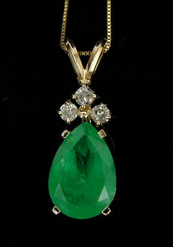 Appraisal: Lady's Emerald and Diamond Pendant k yellow gold setting features